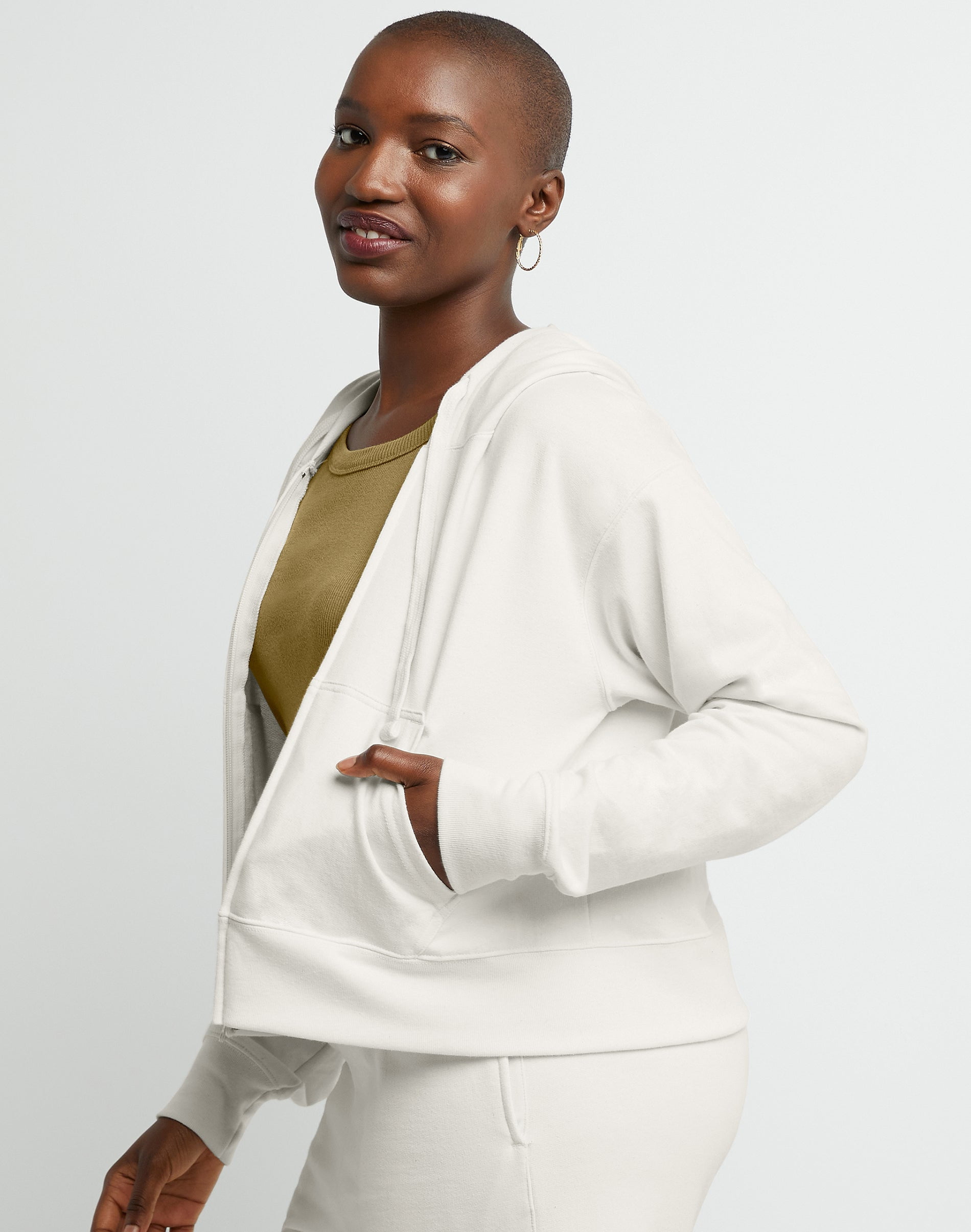 Hanes Hoodie Womens French Terry Zip Sweatshirt Originals Relaxed Fit Lighweight
