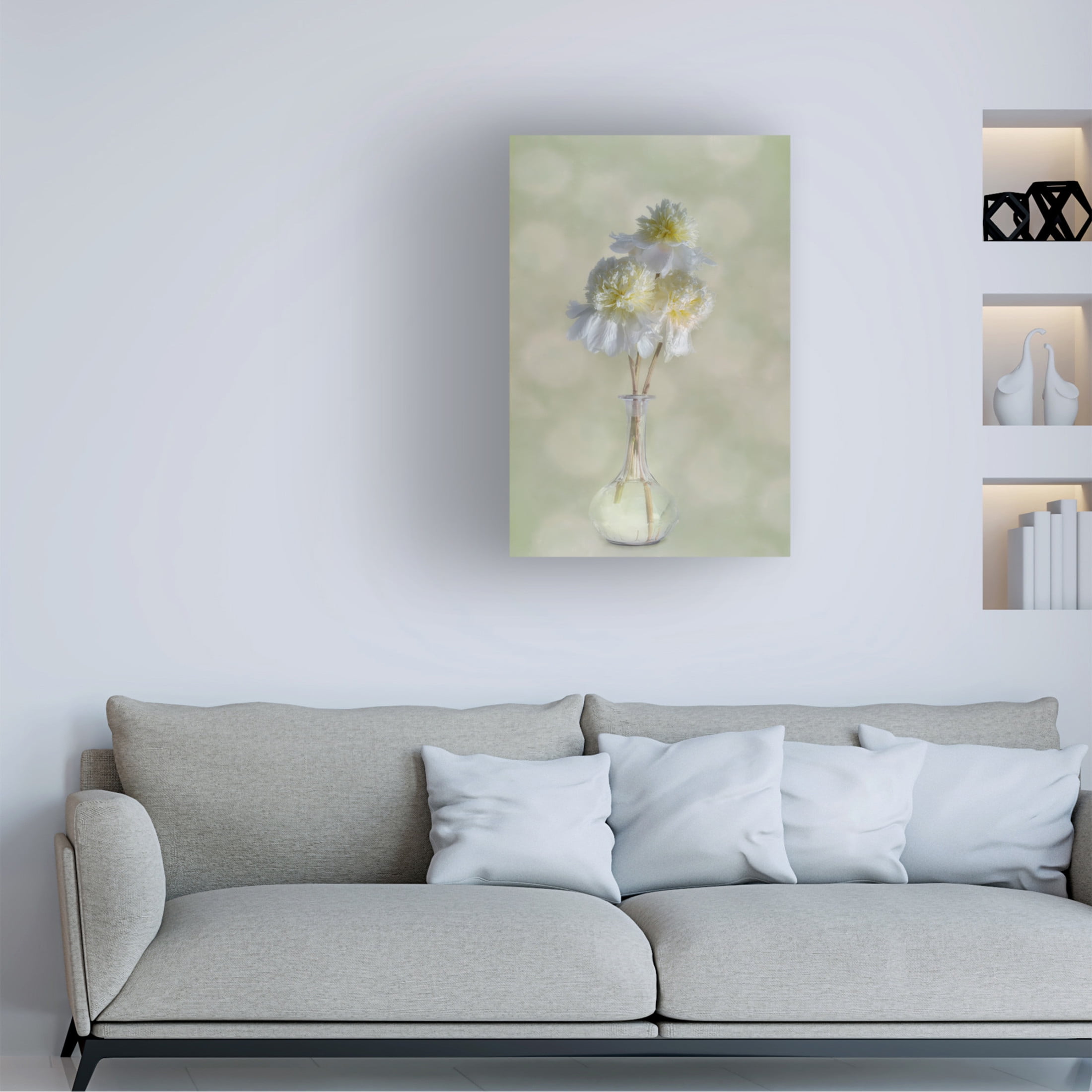 Canvas Wall Art - Gaille Gray 'Peonies' Wall Art for Living Room, Bedroom, or Office Décor by Trademark Fine Art - 16 x 24 Inches
