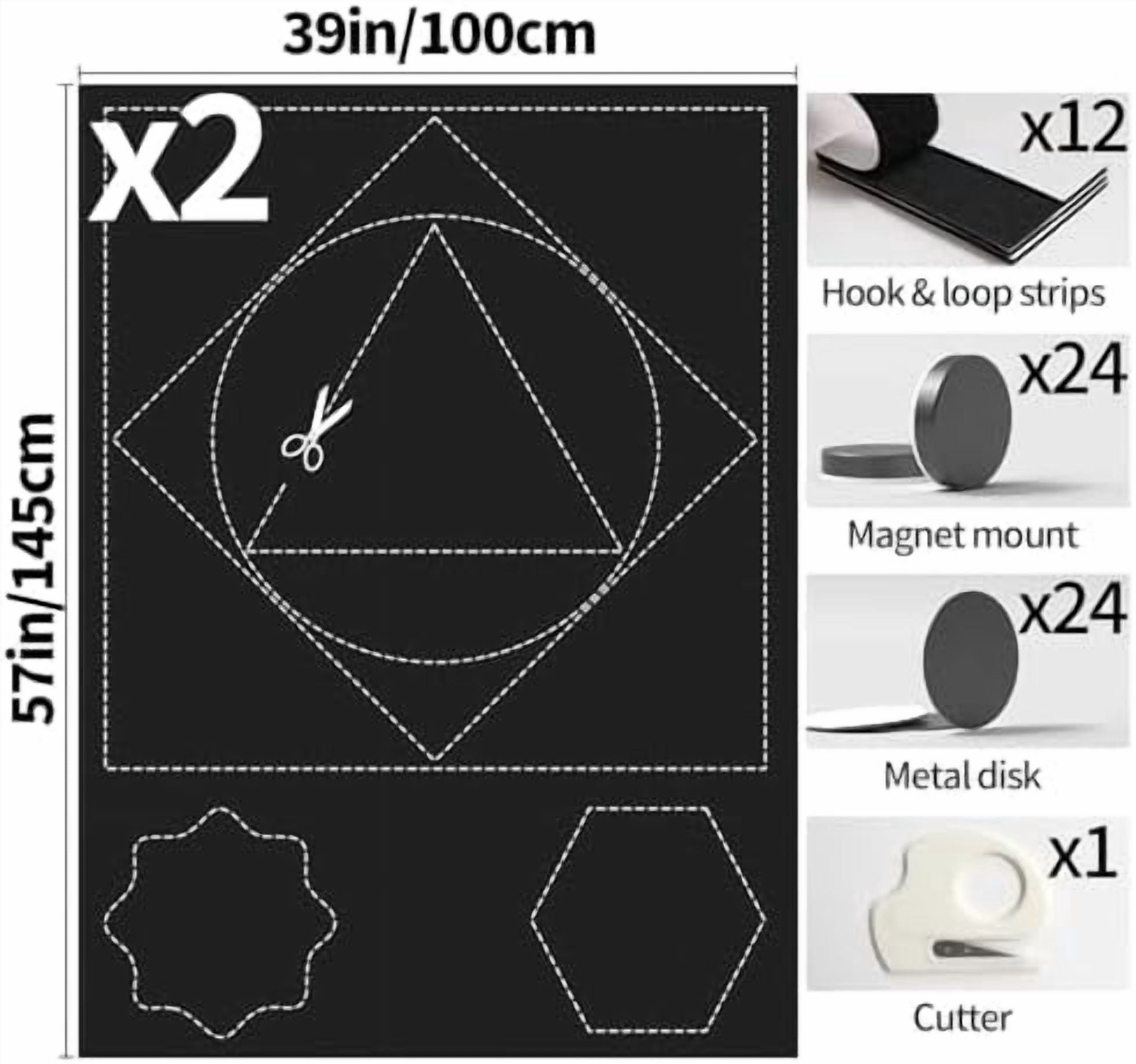 100% Blackout Window Cover, Portable Magnetic Black Out Curtains for Window, Black Out Shades No Drill Cuttable Blackout Blinds for Bedroom, RV, Nursery, Media Room, 39x57 inch, 2Pack