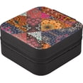 thumbnail image 6 of GZHJMY PU Leather Jewelry Box, Travel Portable Jewelry Case for Ring, Pendant, Earring, Bracelet Organizer Storage Holder Boxes, Mandala Patchwork Pattern for Necklace Bracelet Earrings Rings, 6 of 7