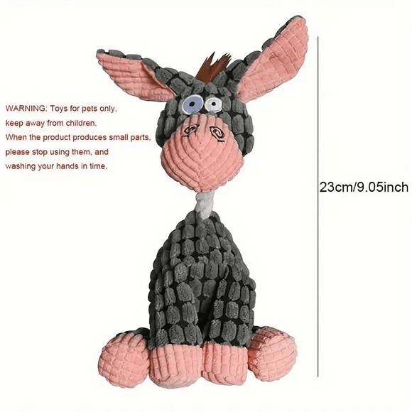 Dog Sounding Toy Molar Training Decompress Interactive Bite Resistant Donkey Shape Plush Toys Pet Supplies WHITE