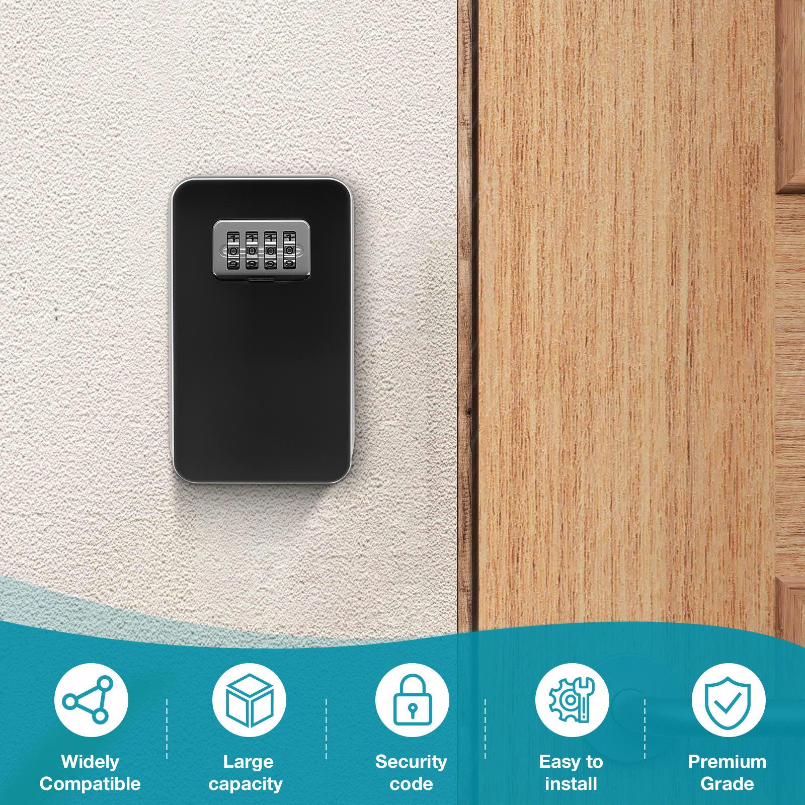 Threns Aluminum Alloy Key Combination Box Safety Protection Key Storage Box Sufficient Internal Space Code Security Lockbox for Home