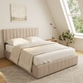 thumbnail image 5 of Jolifa Bedroom Furniture Set, Beige Queen Size Bed Frame & White 6 Drawer Dresser with Metal Handle for Small Space, Bedroom, Studio, 5 of 15