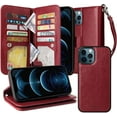 thumbnail image 1 of Magnetic Detachable Wallet Case [RFID Protection] [10 Card Pockets] [3 Money Pockets] Compatible for iPhone 12 Pro Max [6.7 Inch] - [Maroon], 1 of 5