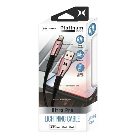 Xtreme 6ft Ultra-Pro Lightning USB Cable, Sync/Charge Compatible Apple Products