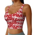 thumbnail image 2 of Gukieu Popcorn2 Print Women's Sports Vest, Low-neck U-shaped Removable Pad Sports Bra for Yoga, Exercise, Dance-Large, 2 of 8