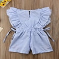 thumbnail image 3 of Newborn Baby Girl Flower Stripe Ruffle Sleeveless Romper Embroidery Jumpsuit Outfits Clothes, 3 of 7