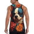 thumbnail image 3 of Bixox Vintage Colorful Flower French Bulldog Pattern Men's Gym Tank Tops Workout Sleeveless T-Shirts Athletic Muscle Tank Training Bodybuilding Shirts,S-4XL, 3 of 7