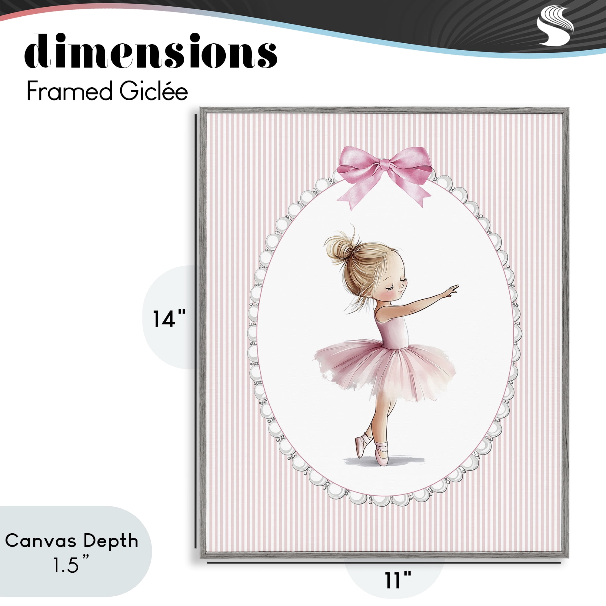 Stupell Industries Blush Pink Ballerina Gray Framed Giclee Art, design by Christine Simpson Art