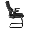 thumbnail image 3 of Designer Black Mesh Sled Base Side Reception Chair with Adjustable Arms, 3 of 9