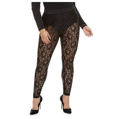 Fashion To Figure Women's Plus Size Camille Lace Leggings With (Best Women Figure Size)