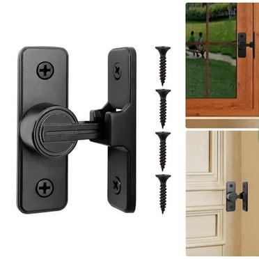 Heavy Duty 90 Degree Barn Door Lock for Sliding Gates, Matte Black Zinc Alloy