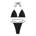 thumbnail image 3 of adviicd Maillots de Bain pour Femmes Bikini pour Femme Maillot de Bain Croisé à l'Avant à Lacets Deux Pièces Noir, TG, 3 of 5