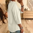 thumbnail image 6 of SBYOJLPB Women's Solid Color Tops 3/4 Sleeve Cotton-linen V-neck Pullover Top, 6 of 6