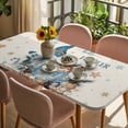 thumbnail image 3 of Blue Gnomes Christmas Table Cloths for 4 Foot Rectangle Tables, Xmas Gifts Snowflake Winter Rustic Patio Waterproof Elastic Fitted Tablecloths, Washable Rectangular Table Cover for Camping, 3 of 8