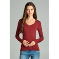 thumbnail image 5 of Essential Basic Women's Junior Size Vneck Tshirt Long Sleeves Shirt Tee, Large, 3Pk Navy, HthGray, Burgundy, 5 of 5