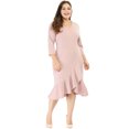 thumbnail image 1 of GRACE & GRANDEUR Robe Midi de Cocktail Portefeuille Unie à Col en V pour Femme Grande Taille, 1 of 6