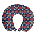 thumbnail image 1 of Floral Travel Pillow Neck Rest, Top View Illustration of Summer Flowers Scene, Memory Foam Traveling Accessory Airplane and Car, 12", Multicolor, by Ambesonne, 1 of 2