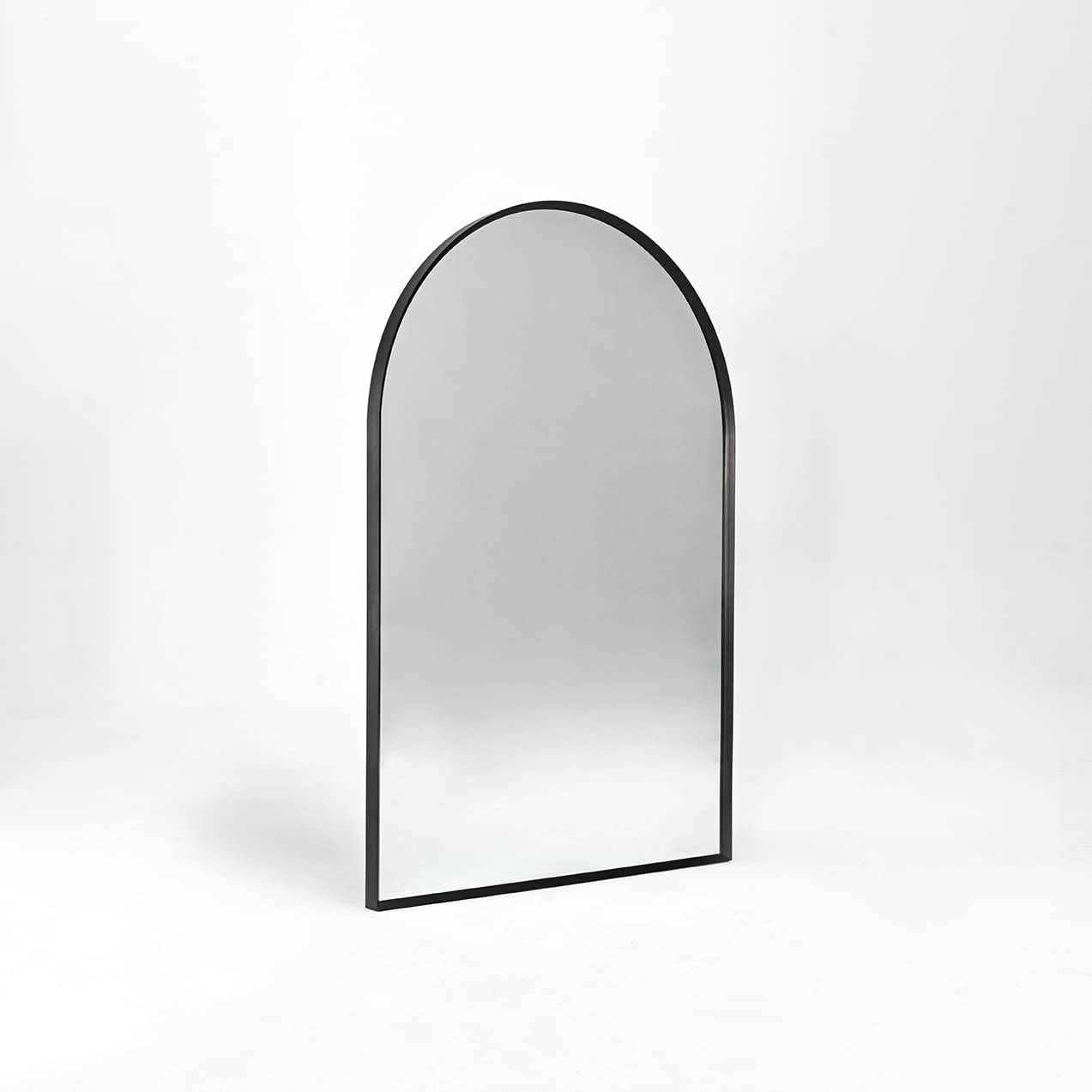 MAYEERTY 20x30 Inch Black Metal Framed Arched Bathroom Wall Mirror, for Bathroom Wall Decor