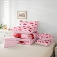 thumbnail image 6 of Manfei Red Cherry Bowknot Twin Bedding Sets 7-Piece for Kids, Vintage Cartoon Ribbon Bedding Comforter Set, Girls Kawaii Bow Reversible Sheet Sets, Ultra Soft Home Decor, 6 of 8