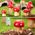 thumbnail image 5 of Nicehomfit 3Pcs Small Red Artificial Wooden Mushrooms for Garden and Desktop Decoration, 5 of 8