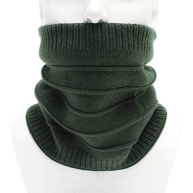 Winter Warm Plus Fluff Line Stripe Bib Cover Solid Color Collar Thick Knit Bib