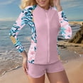 thumbnail image 3 of Xqxayjr Women's 3 Piece Rash Guard Long Sleeve Swimsuits Zip Up UPF 50+ Built in Bra Swim Shirts with Boyshorts Quick Dry Traje De Para Mujer, 3 of 6