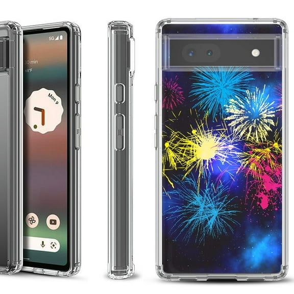 Shockproof Bumper Phone Case for Google Pixel 6a, by OneToughShield ® - Fireworks