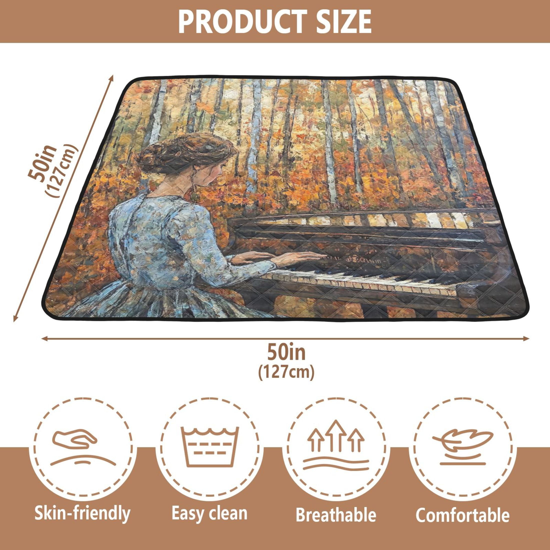 WOBOGO The Lass Plays The Piano Baby Playmats Extra Large Waterproof Rollable Activity Pads for Toddlers 50×50inch