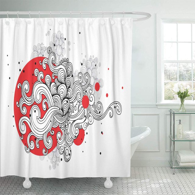 ABPHQTO Patrón rojo ese hermosos remolinos blanco abstracto moderno tatuaje cortina de ducha 150x180 cm