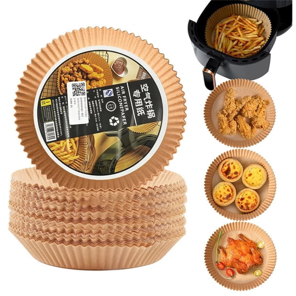 100Pcs Disposable Air Fryer Liners Round 6 In, Non-Stick Airfryer Paper for 2-4 Quart Air Fryers, Oil Proof Parchment Paper for Easy Cleanup
