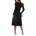 thumbnail image 3 of Seyurigaoka Women's Knit Midi Dress Long Puff Sleeve Solid Color Tie Back Dress, 3 of 8