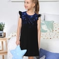 thumbnail image 4 of Balery Black Blue Glitter Sparkles Camisón de princesa para niñas, pijama de algodón con mangas abullonadas, suave y bonito.-XX-Large, 4 of 6