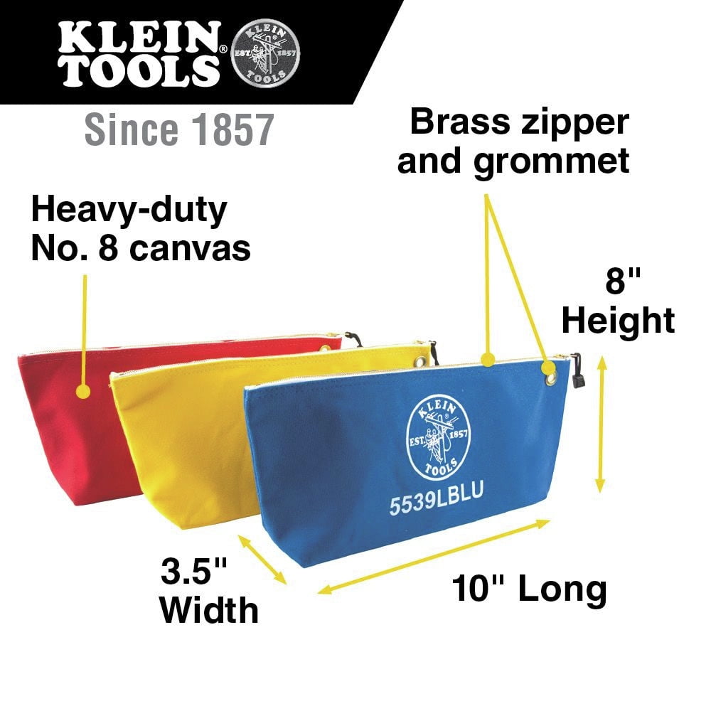 Klein Tools 5539CPAK - 3-Pc 10" Zipper Pouch Set