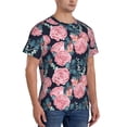 thumbnail image 2 of Bixox Men's Rose Flowers Printed Short Sleeve Skinny Athletic T-Shirt, 2 of 6