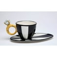 thumbnail image 3 of Ceramic Black and White Cup and Saucer with Diamond Ring Tea, 3 of 3