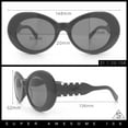 thumbnail image 3 of Womens Oval Round Thick Plastic Mod Fashion Fancy Arm Sunglasses All Black, 3 of 8