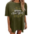 thumbnail image 2 of Qiopertar Blouse Imprimée Alphabet Vintage Raglan Col Rond Manches Courtes Couleur Unie Grandes Économies de Vacances! Offres de la Semaine Liquidation, 2 of 8