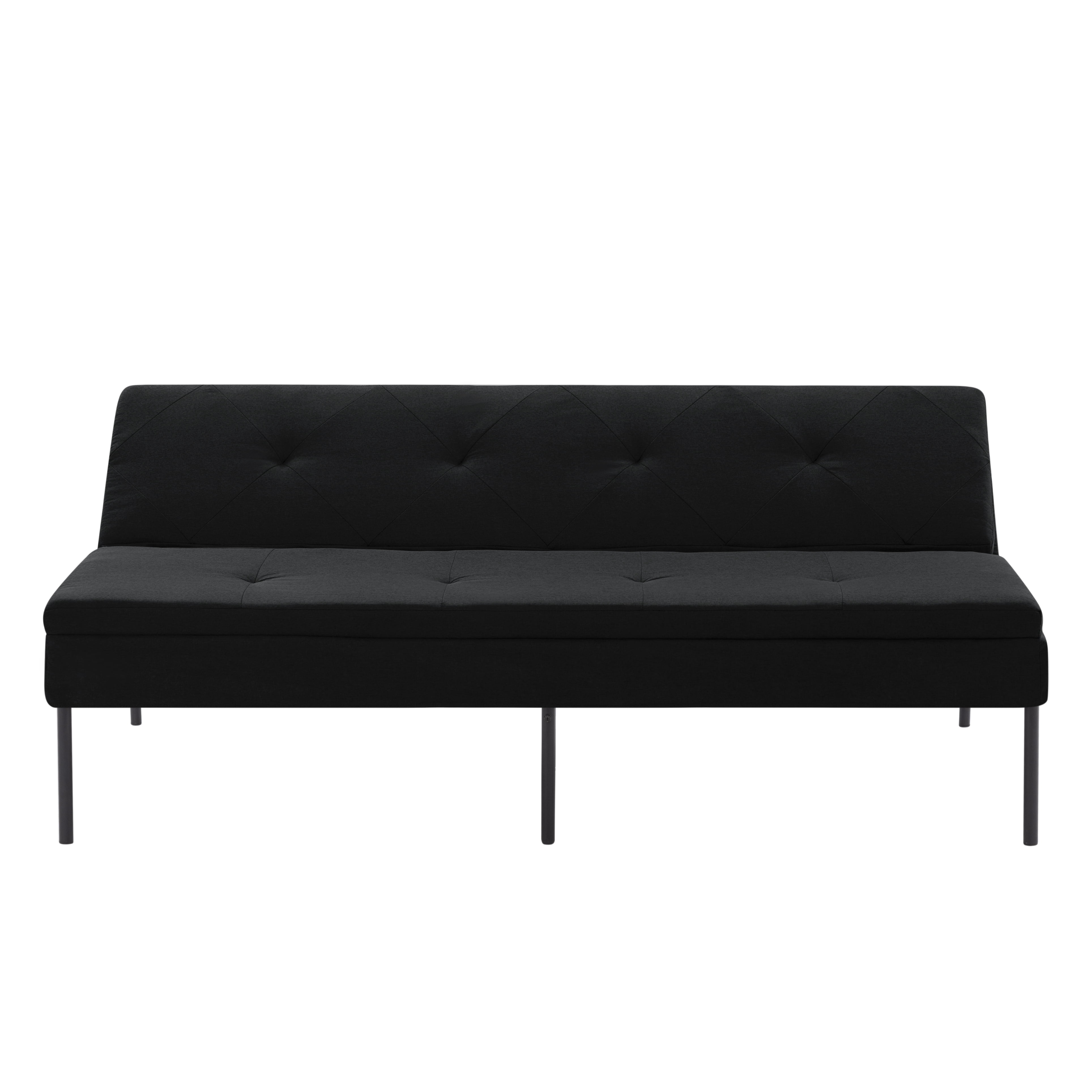 Gewnee 63.39”Futon Sofa Bed,Convertible Sleeper Couch - Iron Frame & 5 Adjustable Positions,Perfect for Living Room,Office,Apartment,Black