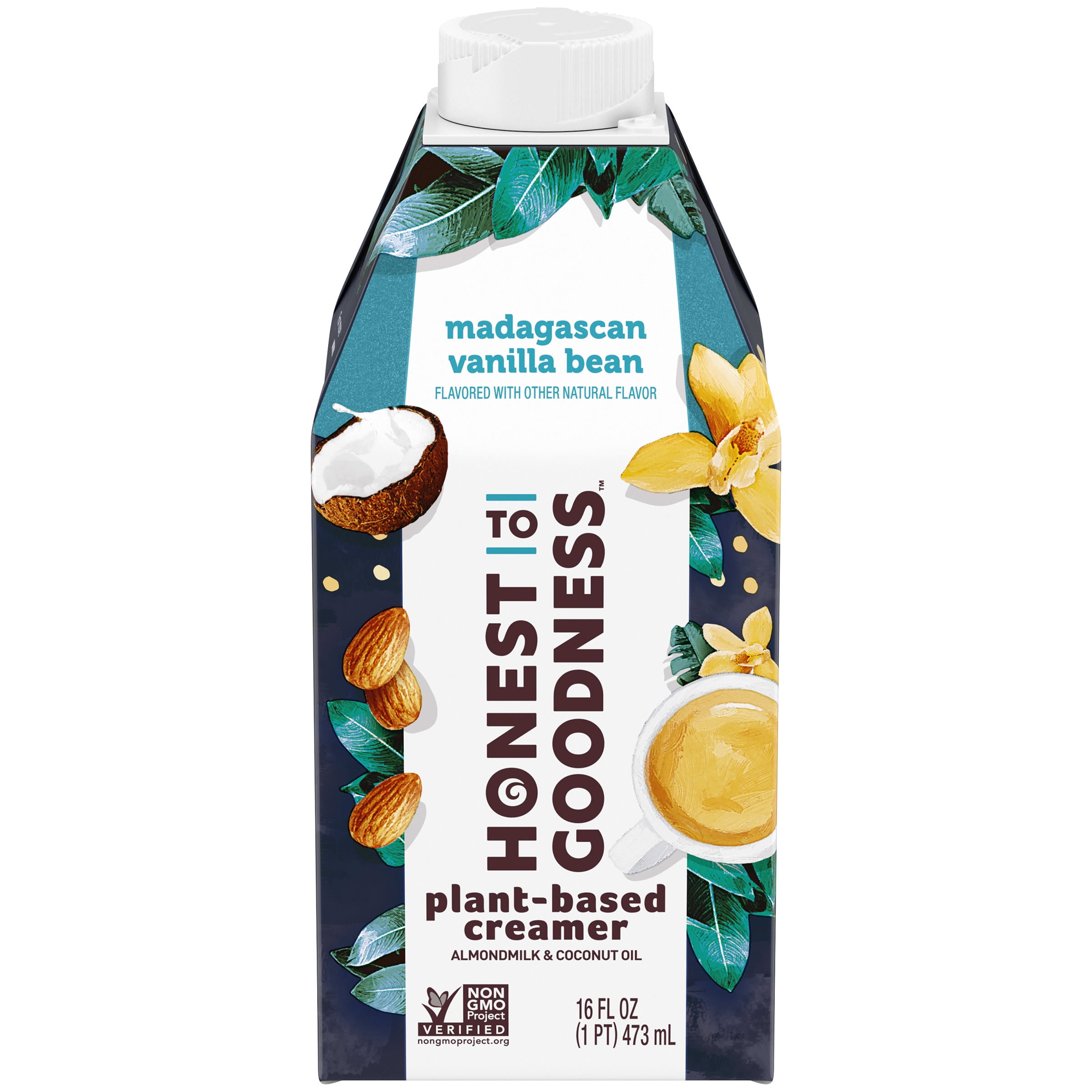 Honest To Goodness, Dairy Free, Madagascan Vanilla Bean Coffee Creamer, Made with Almond milk and Coconut Oil, 16oz