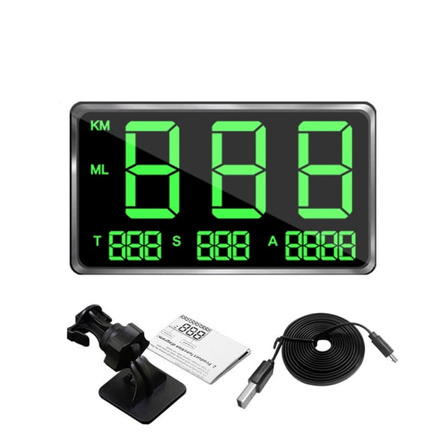 Car HUD Headup Display GPS Digital Speedometer with 4.5 Inch LED Digital Display Support MPH KM/H Overspeed Alarm Fatigue Driving Reminder Speed/Mileage/Altitude/Time Display for Car Truck