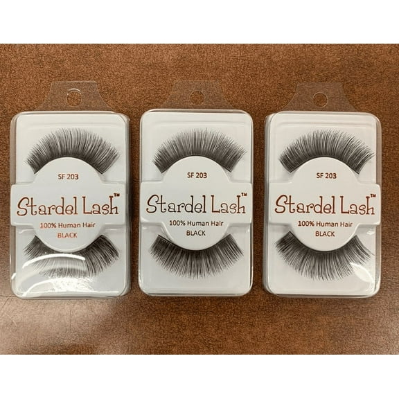 Stardel Lash 100% Human Hair Eyelashes Black - SF 203(pack of 3)