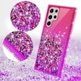 thumbnail image 5 of Liquid Quicksand Glitter Cute Phone Case for Samsung Galaxy S22 Ultra Case for Girls Women Clear Bling Diamond Phone Case Cover - Hot Pink/Purple, 5 of 5