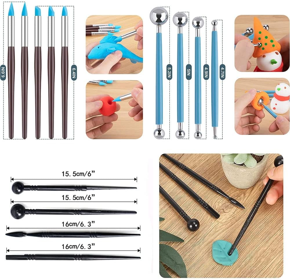 Clay Tools, 40PCS Pottery Tools Polymer Clay Tools Clay Sculpting Tools with Carrying Case Bag for Stippling Carving Molding Shaping Clay Crafts Birthday Gift for Trimming Beginners Hobbyists Artists