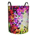 thumbnail image 2 of Balery Colorful Tie Dye Stained Glass 3 Round Laundry Basket with Handles Waterproof Freestanding Laundry Hamper for Clothes Toys in the Dorm and Family-Medium, 2 of 8