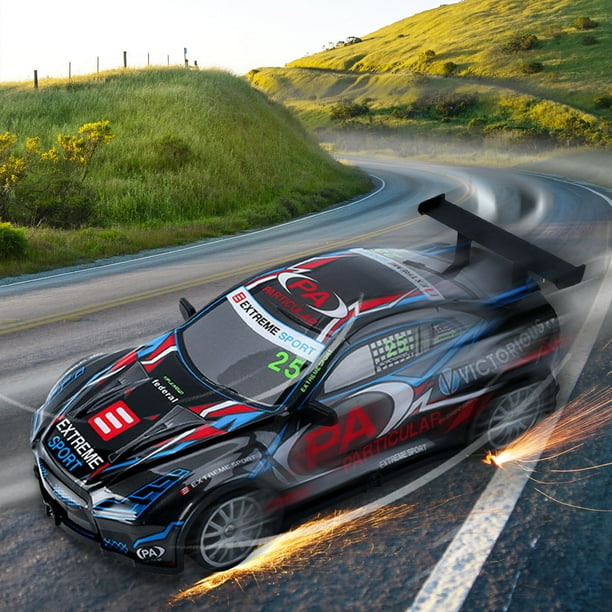 Remote Control Car RC Drift Car 4WD 18KM/H High Speed Model Vehicle With LED Lights Spray Rubber Tire Racing Sport Toy