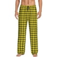 thumbnail image 5 of Mens Pajama Pants, Yellow Checkered Plaid Soft Sleep & Lounge Pants for Men, Cuteness Casual PJ Bottoms Pants with Pockets, 5 of 7