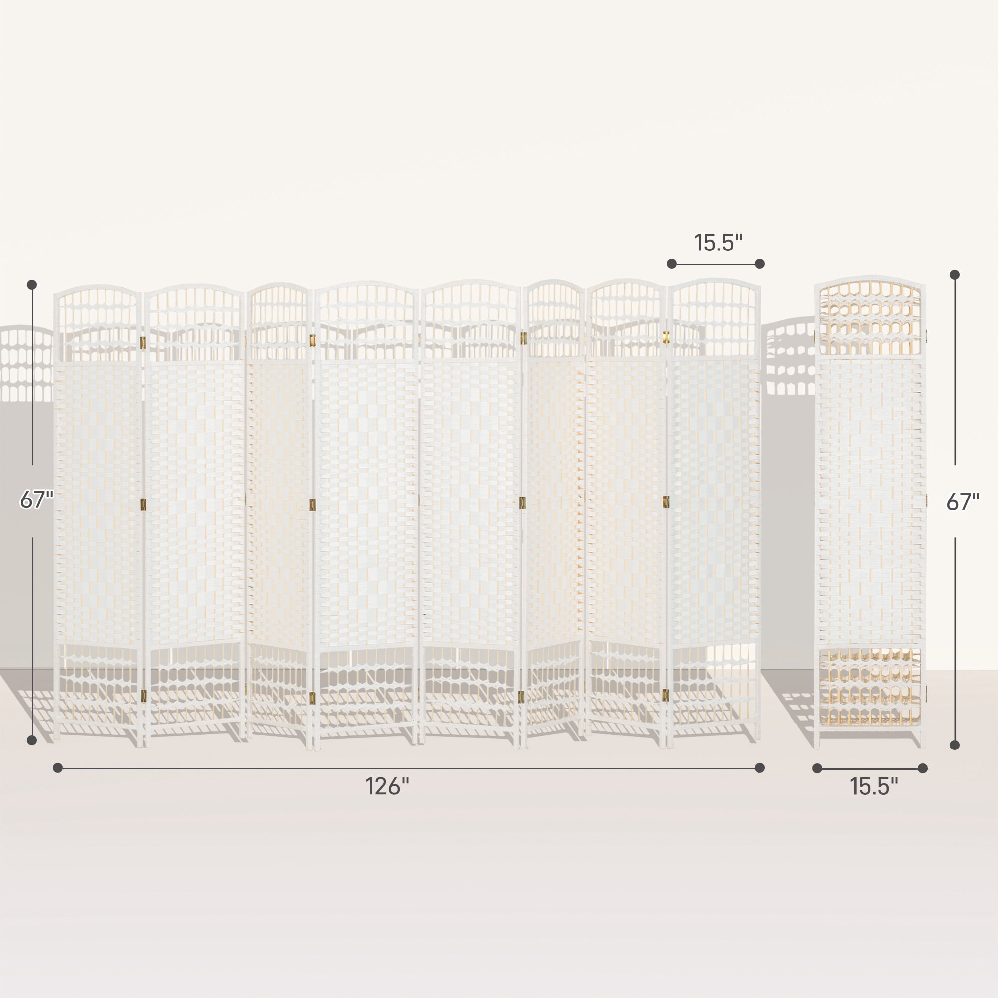 HOMCOM 8 Panel Room Divider Folding Privacy Screen 5.6' Room Separator