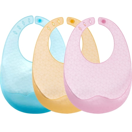 LOLIPPYY Set of 3 Yellow Silicone Baby Bibs for Infants, Dishwasher to Clean