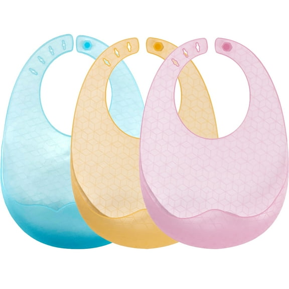 LOLIPPYY Set of 3 Yellow Silicone Baby Bibs for Infants, Dishwasher to Clean